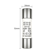 Load image into Gallery viewer, 10PCS NEW RT18-63 10A~63A Fuses 14x51 AC500V 100kA for DELIXI
