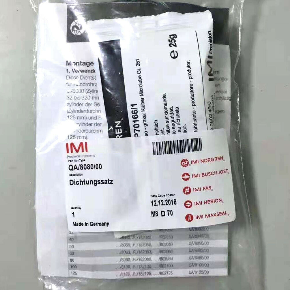 1PC New Original NORGREN QA/8040/00 Cylinder Service Kit QA-8040-00 1PC New Original NORGREN QA/8040/00 Cylinder Service Kit QA-8040-00