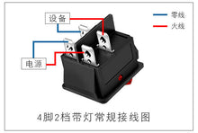 Cargar imagen en el visor de la galería, 10PCS KCD4-202N2 Rocker Switch 4 Feet/6 Feet 2 Gears Red /green Light 16A250VAC
