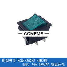 Load image into Gallery viewer, 10PCS KCD4-202N2 Rocker Switch 4 Feet/6 Feet 2 Gears Red /green Light 16A250VAC
